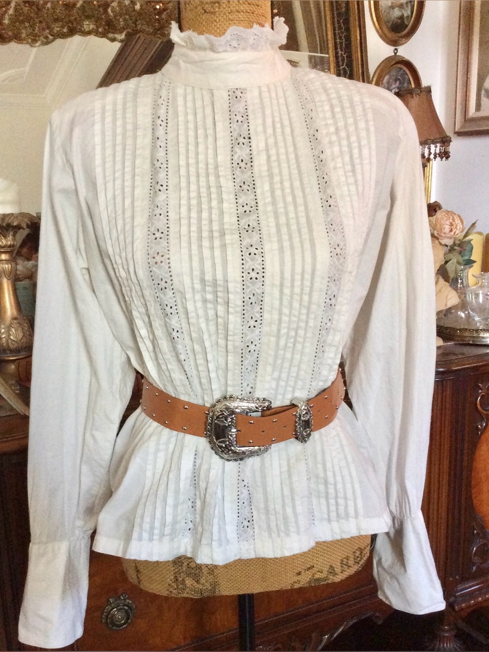 Vintage 90's White Cotton Victorian-inspo Edwardian-inspo Cottagecore Blouse Top
